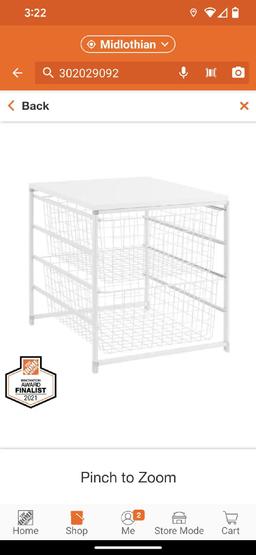 Everbilt 17.69 in. H x 17 in. W White Steel 2-Drawer Close Mesh Wire Basket, Appears to be New in