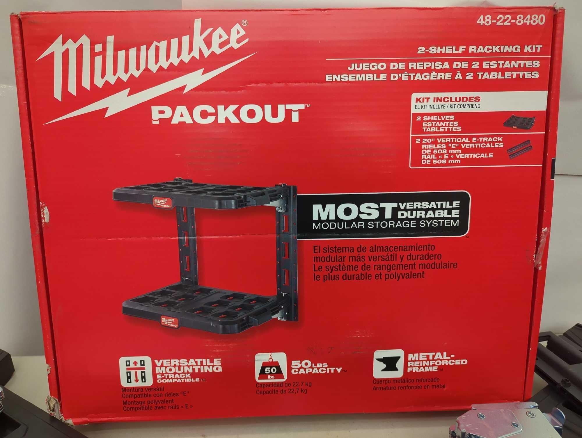 Milwaukee PACKOUT Heavy Duty Racking Kit w/ 50 Pound Capacity. Comes in open box as is shown in