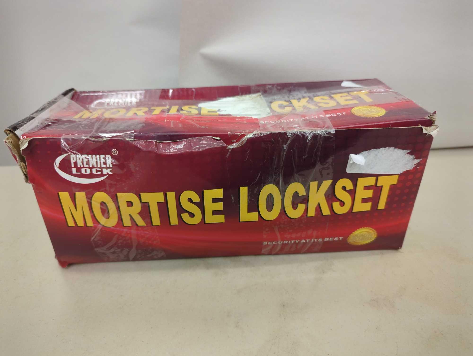 Premier Lock Brass Mortise Entry Left Hand Lock Set with 2.5 in. Backset and 2 SC1 Keys. Comes in