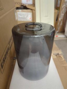 Box Lot of 4 7.71 in. Gray Glass Cylindrical Pendant Lamp Shade With 2.25 in. Fitter, Appears to be