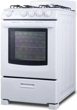 Summit Appliance (Handle Dented) 24 in. 2.9 cu. ft. Gas Range in White, Model RG244WS, Dimensions -