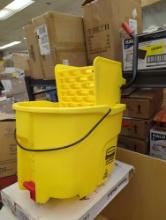 RUBBER MAID COMMERCIAL PRODUCTS WAVE BREAK MOP BUCKET, YELLOW, NO BOX, NO ROLLER, TOP UNIT ONLY,