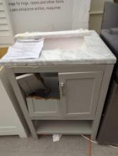 DAMAGED UNIT, HOME DECORATORS COLLECTION 25" VANITY COMBO, NO BOX, UNIT IS HEAVILY DAMAGED, 25X22X35