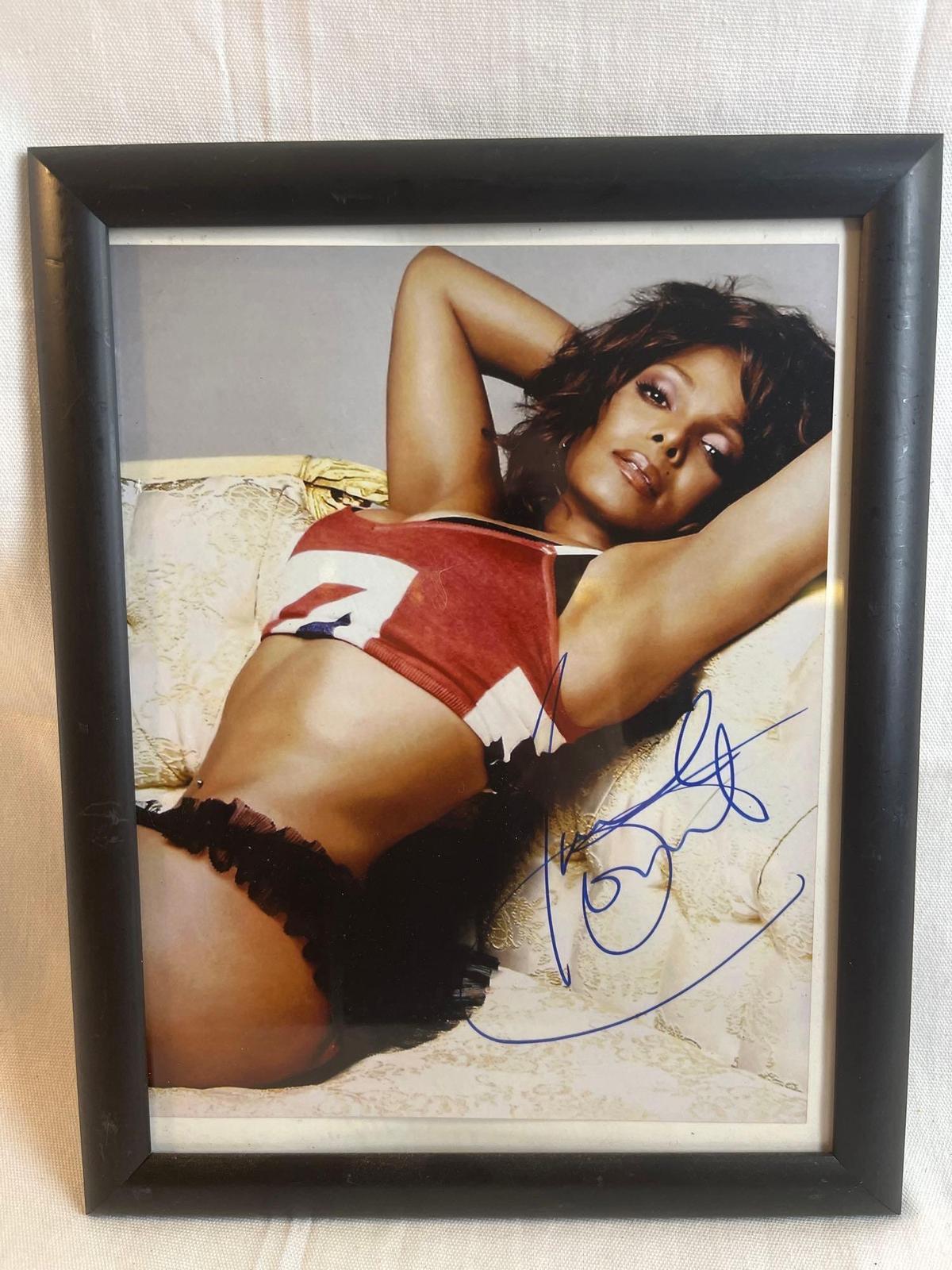 Autographed photo of Janet Jackson. Framed. 8x10.