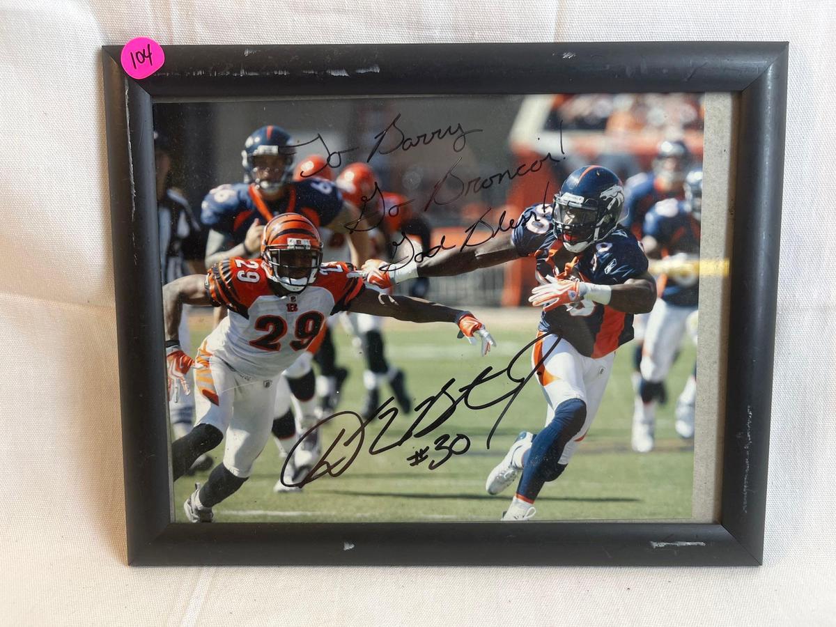 Denver Broncos autographed photo #30 David Bruton. Framed. 8x10.