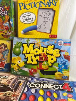 Board game lot: Who's It, Hi-Ho Cherry-O, Pictionary, Operation, Mouse Trap, LIFE Jr., Star Wars