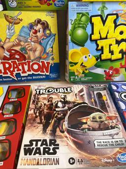 Board game lot: Who's It, Hi-Ho Cherry-O, Pictionary, Operation, Mouse Trap, LIFE Jr., Star Wars