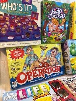 Board game lot: Who's It, Hi-Ho Cherry-O, Pictionary, Operation, Mouse Trap, LIFE Jr., Star Wars