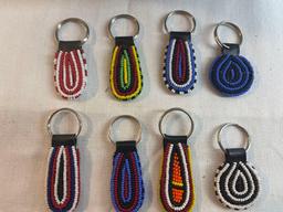 Large lot of hand made beaded keychains