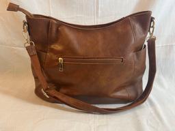 Brown leather hobo bag purse