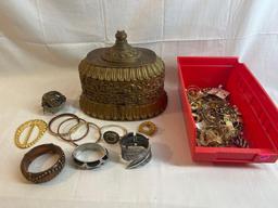 Costume jewelry lot with heavy resin jewelry box....