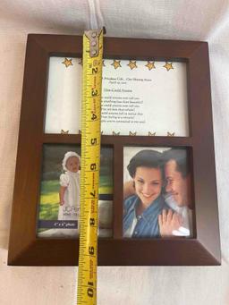 Photo album with wood cover with frames. In box....