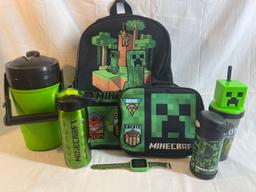 Minecraft lot - backpack, cups, watch, lunch bag