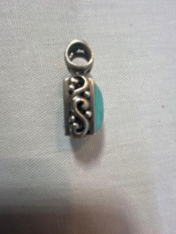 Sterling silver Kingman turquoise pendant. Marked 925