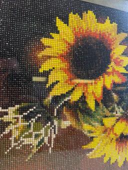 5D diamond mosaic sunflower framed picture. 17x21