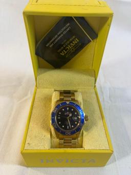 Invicta Men's Pro Diver 17058 Gold Stainless-Steel Quartz Dress... Watch Gold with blue face. Needs