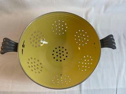 Vintage Yellow kitchen colander strainer