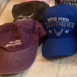 Lot of baseball caps including embroidered Air Force veteran hats