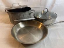 Cookware lot. Wolfgang Puck 10" Stainless Steel Chicken Fryer. Anolon Professional 6 Qt.