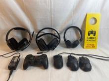 Gamer lot - headsets, do not disturb sign, controller, mouse