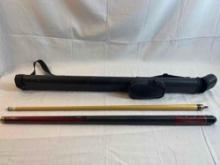 Pool cue with carrying case