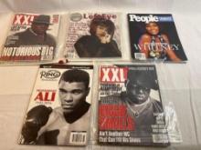 Lot of ephemera including magazines, newspaper articles. Whitney Houston, Michael Jackson, Notorious