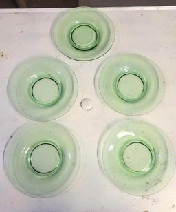 Vintage Green Depression Glass Plate Set $3 STS