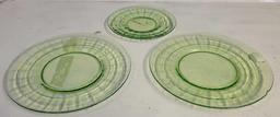 Vintage Set of Green Depression Glass Plates $2 STS