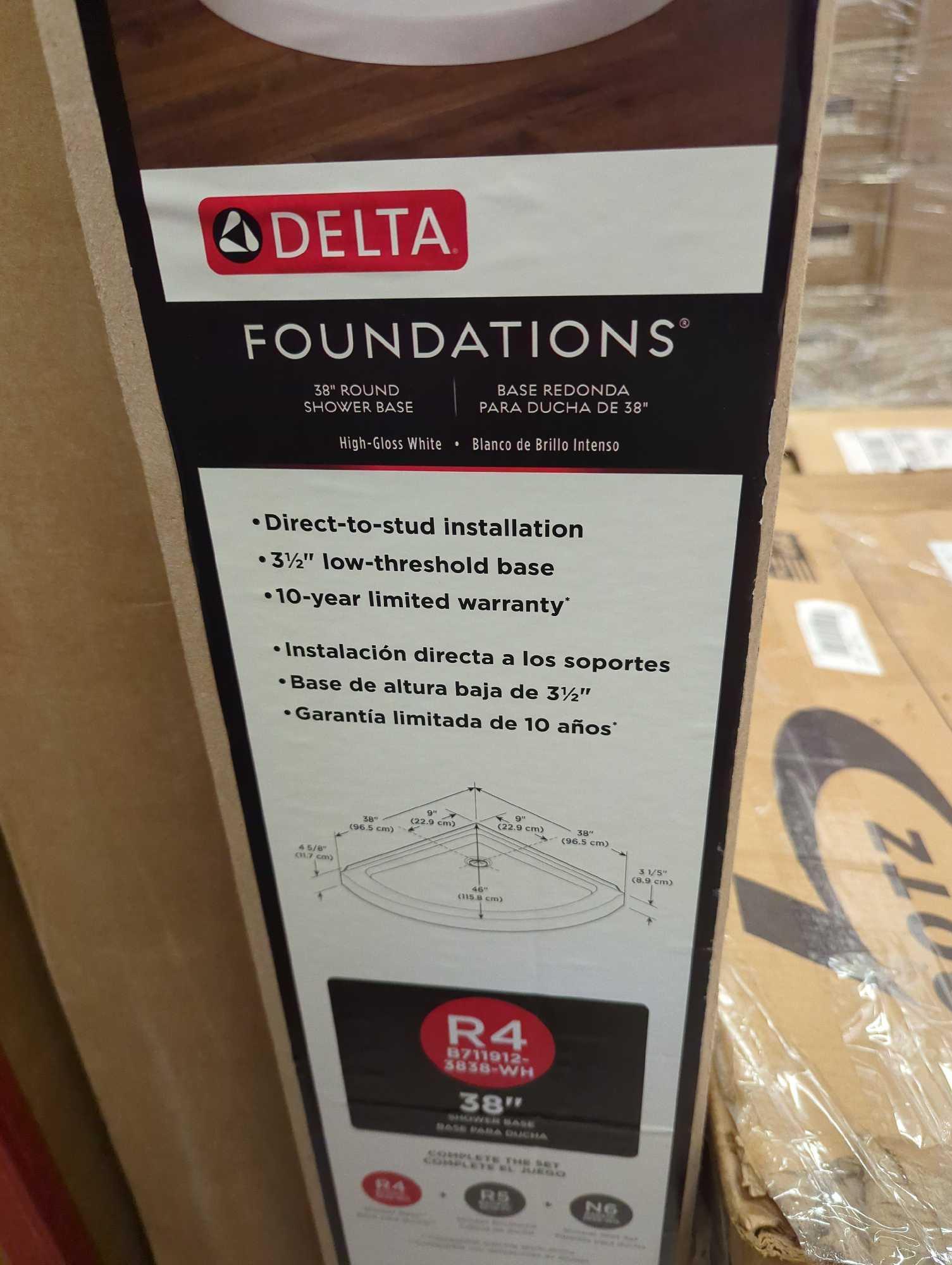 Mystery Lot of 2 Items to Include Delta Foundations 38 in. L x 38 in. W Corner Shower Pan Base with