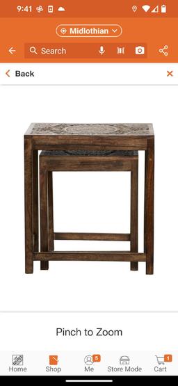 Litton Lane 14 in. Brown Handmade Intricately Carved Floral Large Rectangle Wood End Accent Table