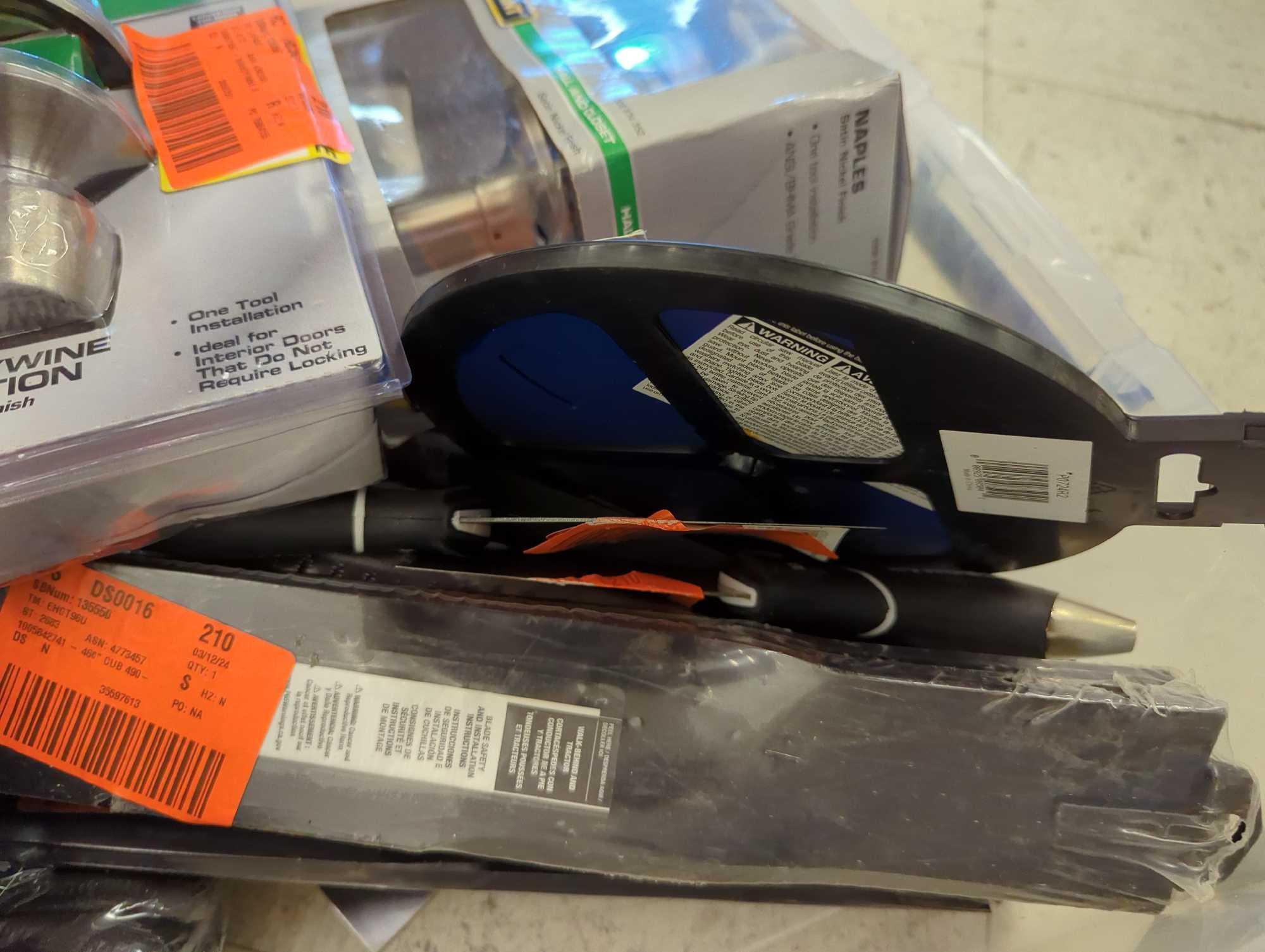 Tote Lot of Assorted Items to Include, Form Grip Nitrile Coated Gloves 5 Pairs, Arrow PT50 Staple