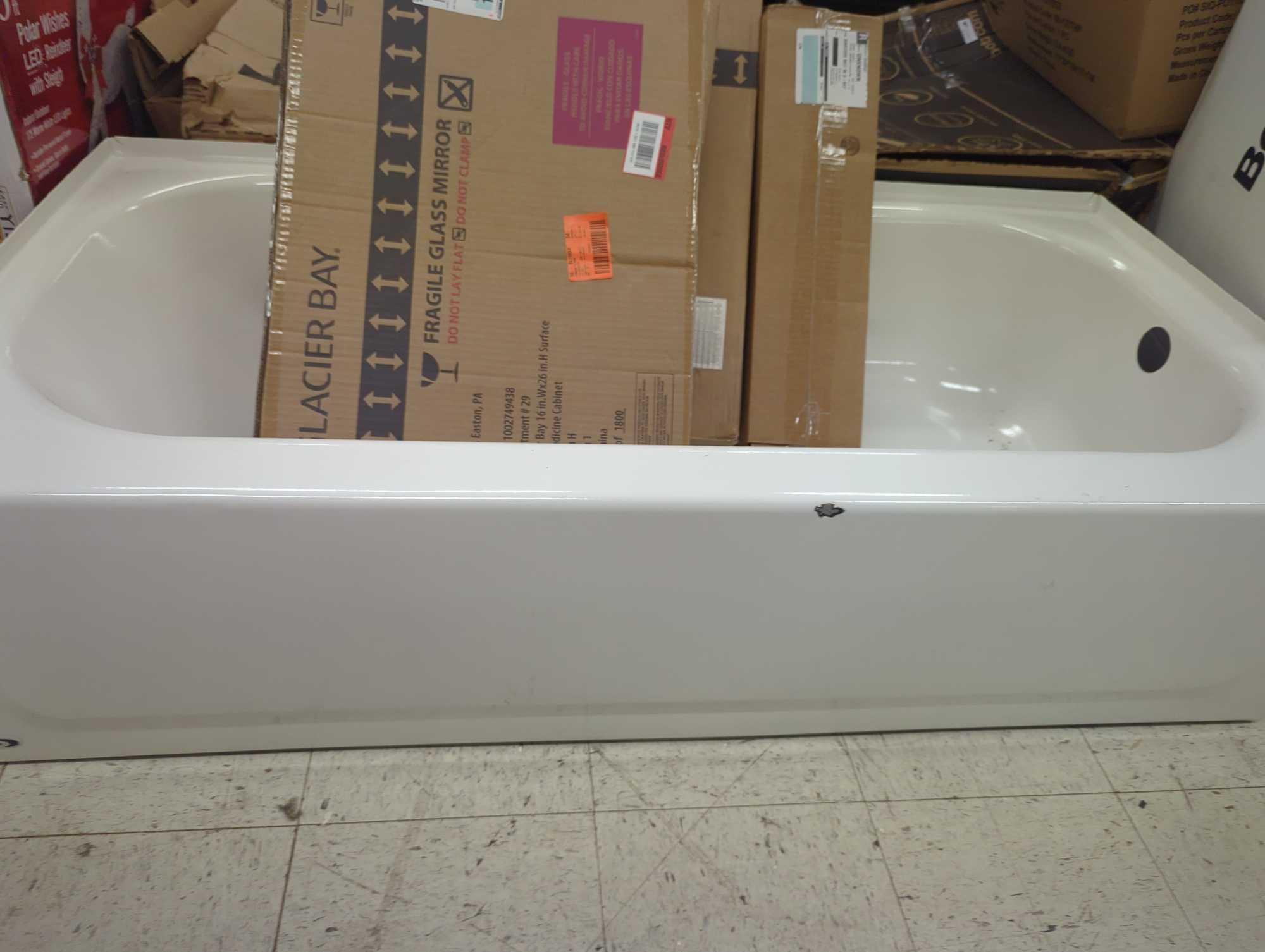 Tub Lot of Assorted Items Including KOHLER Underscore 60 in. x 30 in. Soaking Bathtub with Left-Hand