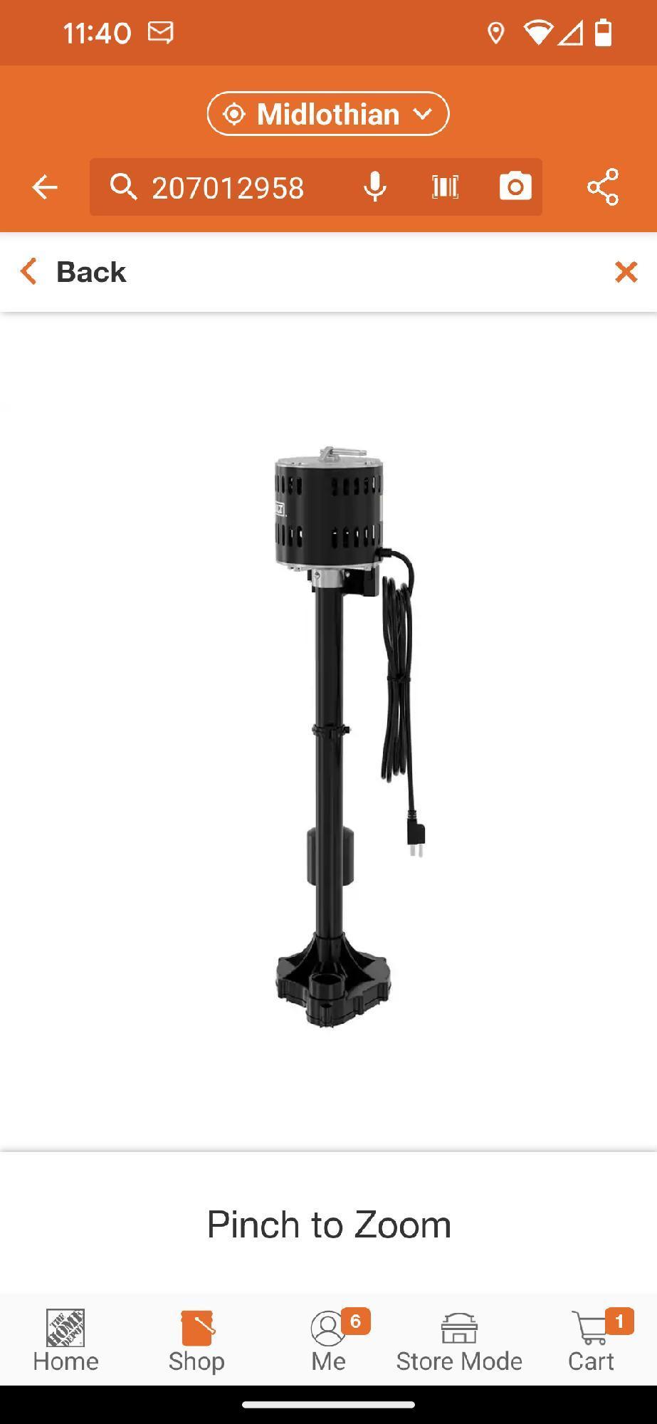 Everbilt 1/3 HP Plastic Pedestal Sump Pump, Appears to be New in Factory Sealed Box Retail Price