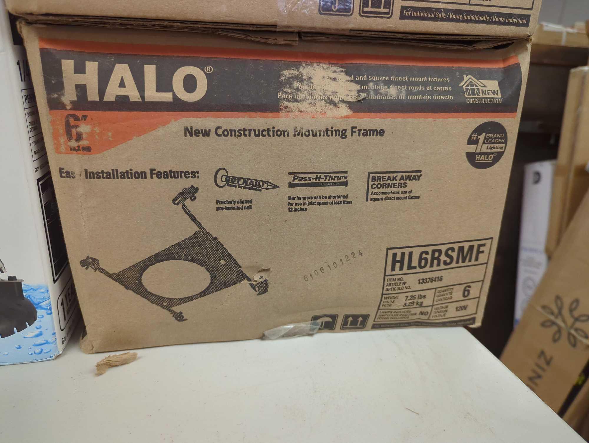 Lot of 3 Items to Include, (2) Halo 4 inch New Construction Mounting Frame 6 in each Box, and (1)