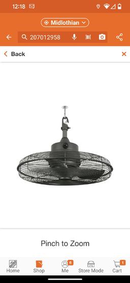 Home Decorators Collection Calthorpe 20 in. Indoor/Outdoor Wet Rated Portable Natural Iron Ceiling