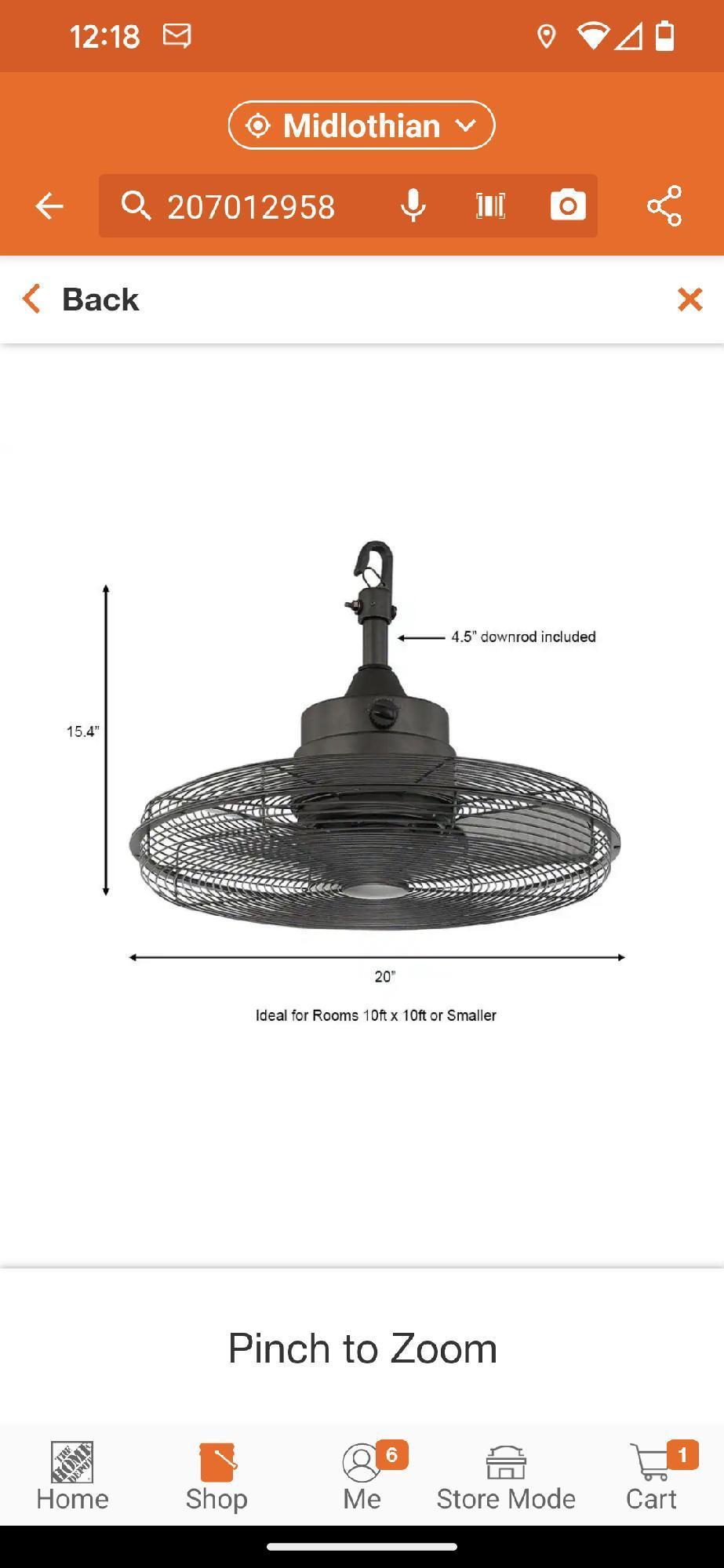 Home Decorators Collection Calthorpe 20 in. Indoor/Outdoor Wet Rated Portable Natural Iron Ceiling