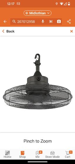 Home Decorators Collection Calthorpe 20 in. Indoor/Outdoor Wet Rated Portable Natural Iron Ceiling