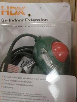 Box Lot of 4 Home Accents Holiday 6 ft. 16/2 3-Outlet Extension Cord with Footswitch, Green, Appears