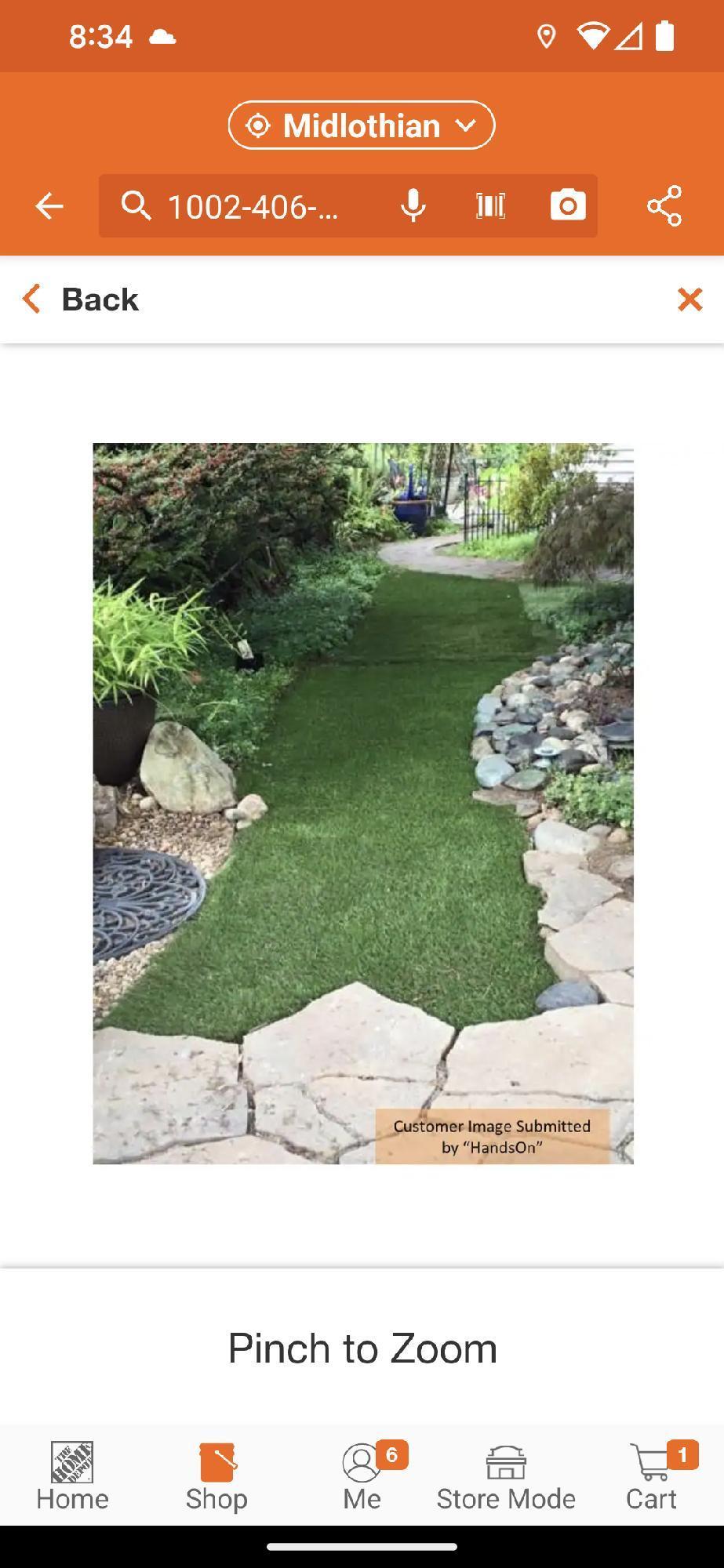 (1 Roll) TrafficMaster Landscape 6 ft. x 7.5 ft. Green Artificial Grass Rug, Appears to be New in