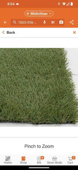 (1Roll) TrafficMaster 5 ft. x 7.5 ft. Lt. Green Artificial Grass Rug, Appears to be New in Factory