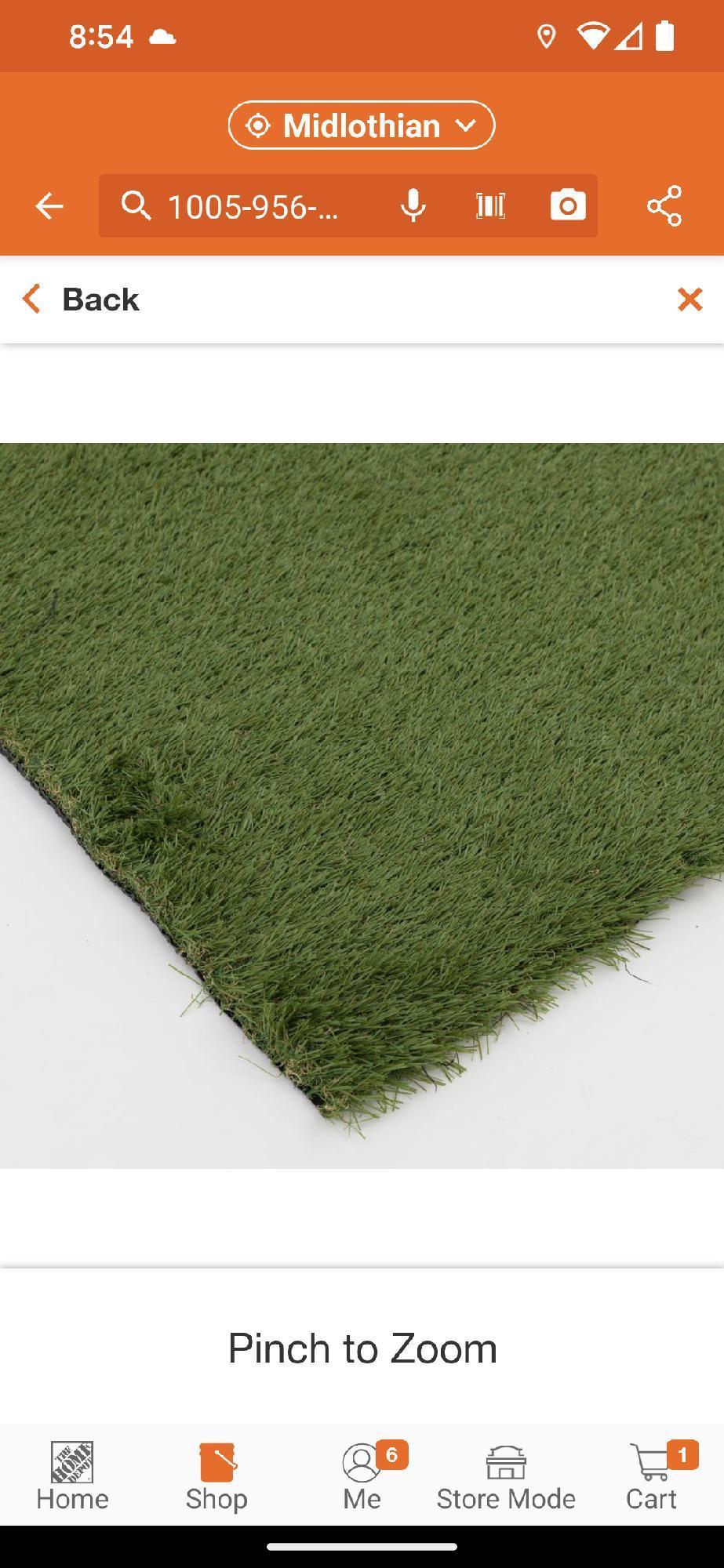 (1Roll) TrafficMaster 5 ft. x 7.5 ft. Lt. Green Artificial Grass Rug, Appears to be New in Factory