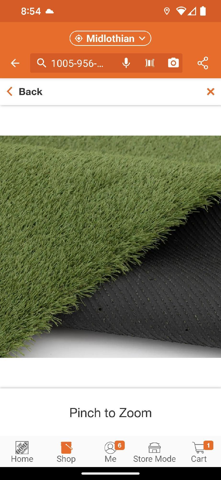 (1Roll) TrafficMaster 5 ft. x 7.5 ft. Lt. Green Artificial Grass Rug, Appears to be New in Factory