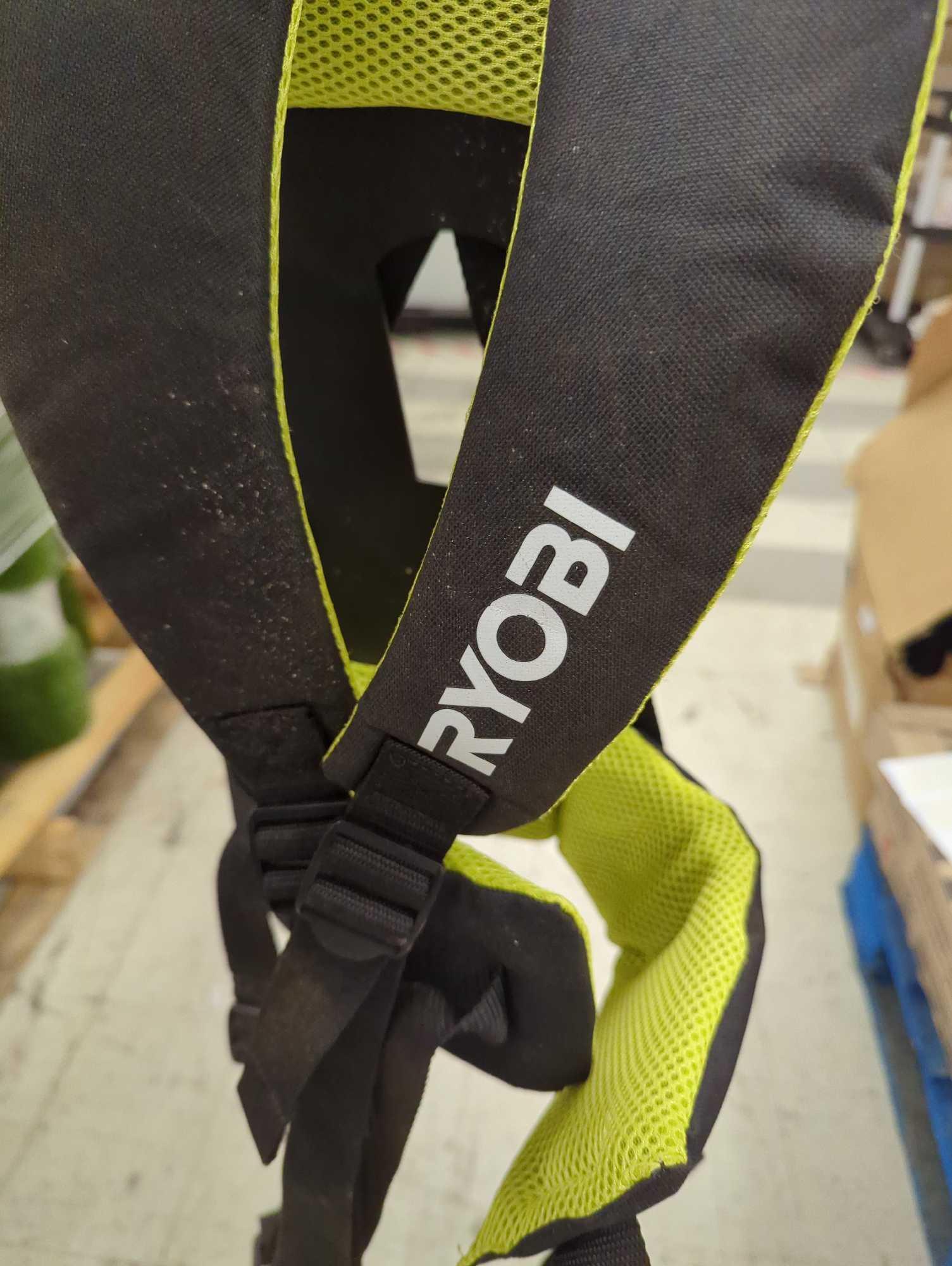 Lot of Items to Include, A Ryobi Backpack Leaf Blower Strap, and Ryobi Leaf bag / maulcher with two