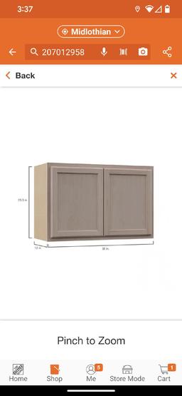 Hampton Bay 36 in. W x 12 in. D x 24 in. H Assembled Wall Bridge Kitchen Cabinet in Unfinished with