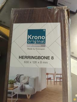 Lot of 7 Cases of Krono Original Laguna Oak Herringbone 8mm T x 4.96 in. W Waterproof Laminate Wood