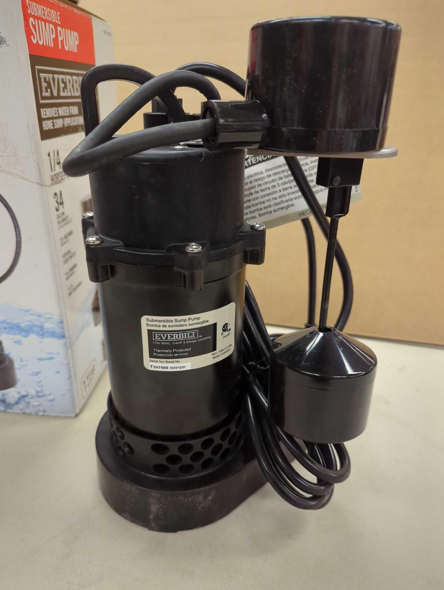Everbilt 1/4 HP Aluminum Sump Pump Vertical Switch. Comes in open box as is shown in photos. Appears