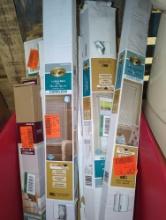 (Some Boxes Appear to be Weathered And Ripped) Tote Lot of Assorted Sizes of Cordless Window Blinds