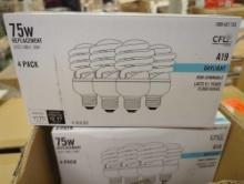 Box Lot of 6 Boxes of 75-Watt Equivalent A19 Spiral Non-Dimmable E26 Medium Base CFL Compact