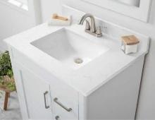 Home Decorators Collection (Cracked) 31 in. W x 22 in D Quartz White Rectangular Single Sink Vanity