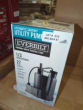 Everbilt 1/3 HP Automatic Utility Pump, Retail Price $156, Appears to be Used, What You See in the